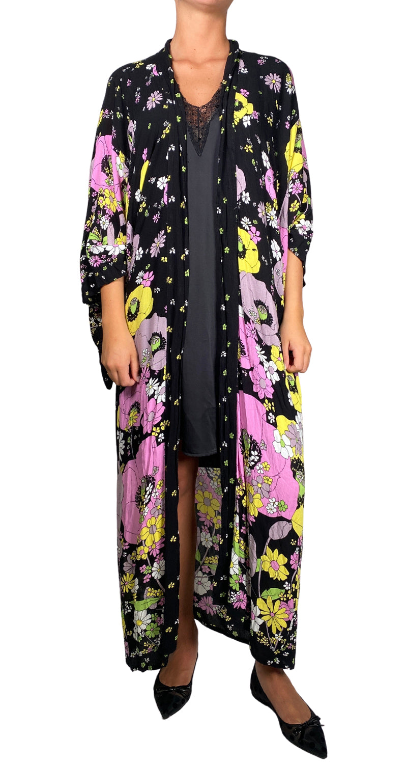 Kimono Negro Floreado