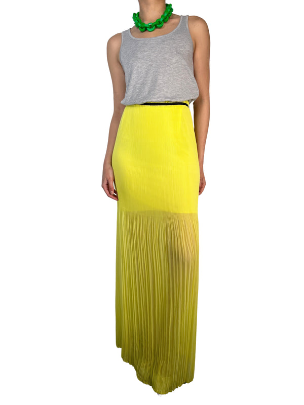 Vestido Plisado Gris Y Amarillo