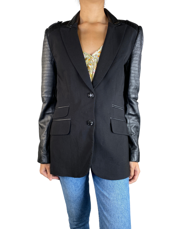 Blazer Con Mangas de Cuero Vegano