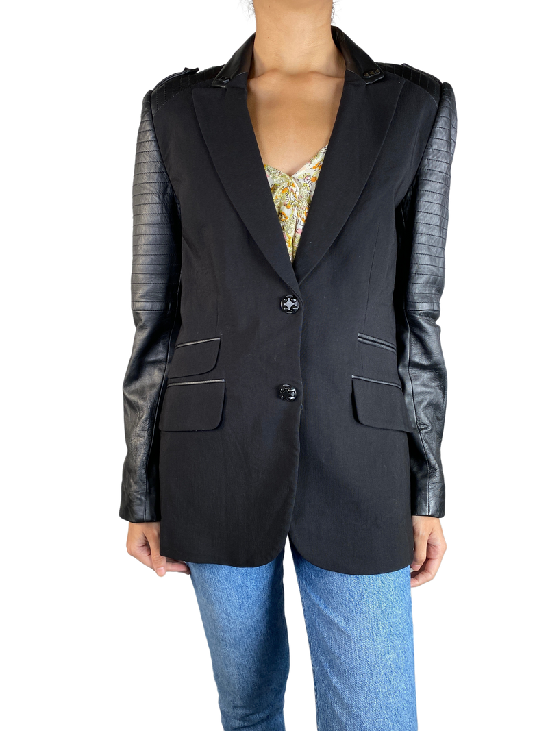 Blazer Con Mangas de Cuero Vegano