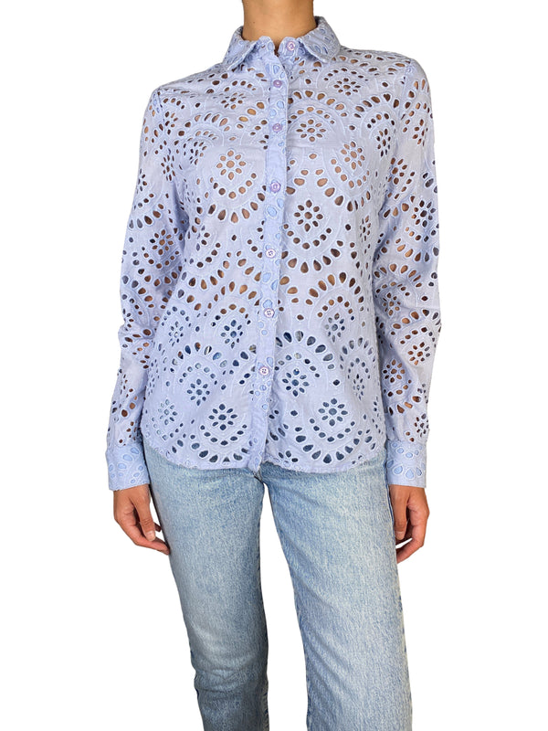 Blusa Azul Broderie