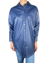 Sobrecamisa de Cuero Azul Eléctrico