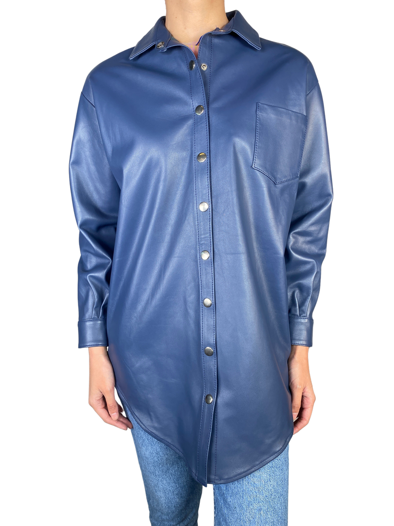 Sobrecamisa de Cuero Azul Eléctrico