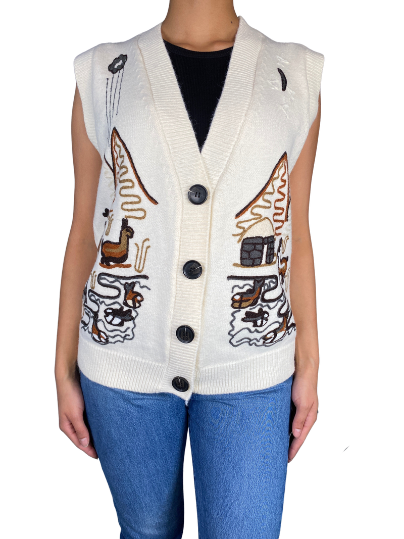 Sweater Bordado Sin Mangas