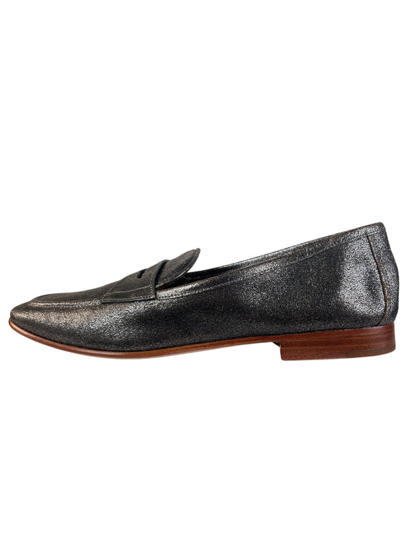Zapato Cuero Plateado