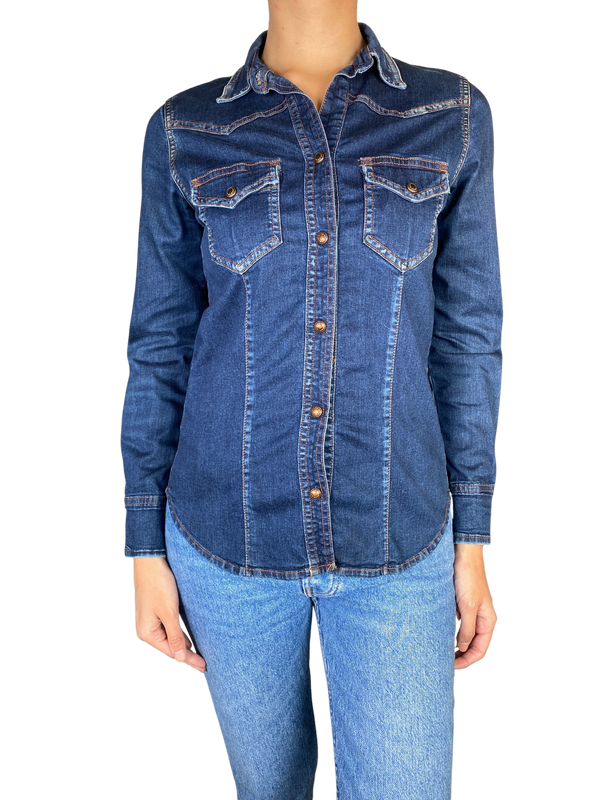 Blusa Denim Broches