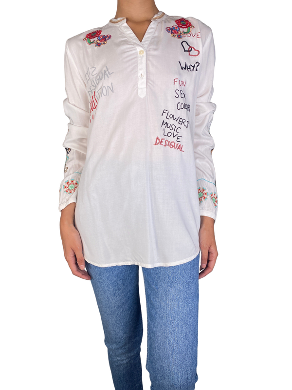 Blusa Blanca Flowers