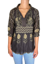 Blusa Café Bordada