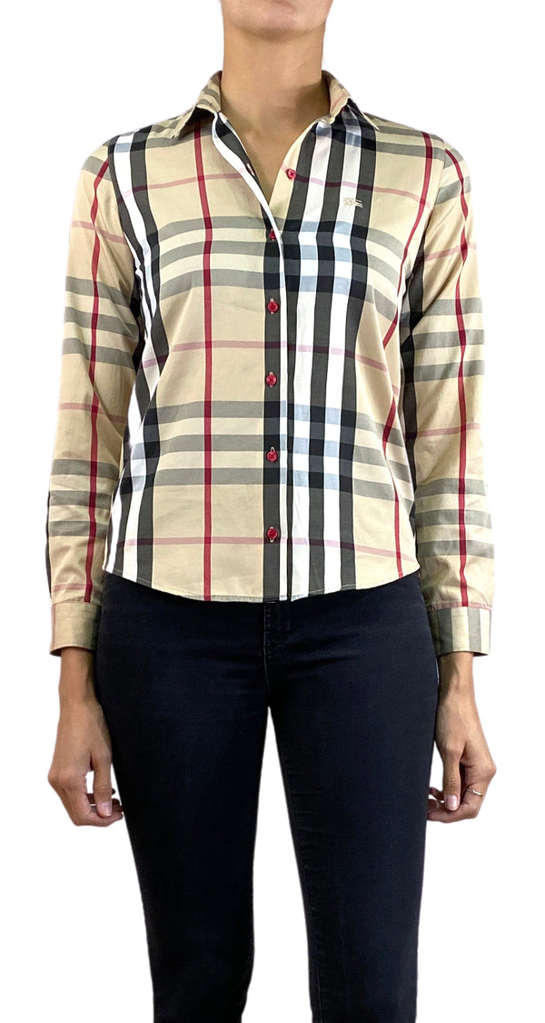 Blusa Café a Rayas