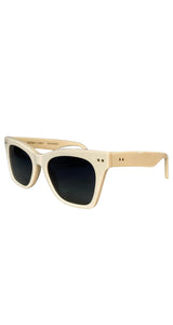 Lentes Sol Cuadrados Crema