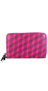Billetera Cuero Fucsia Estampada