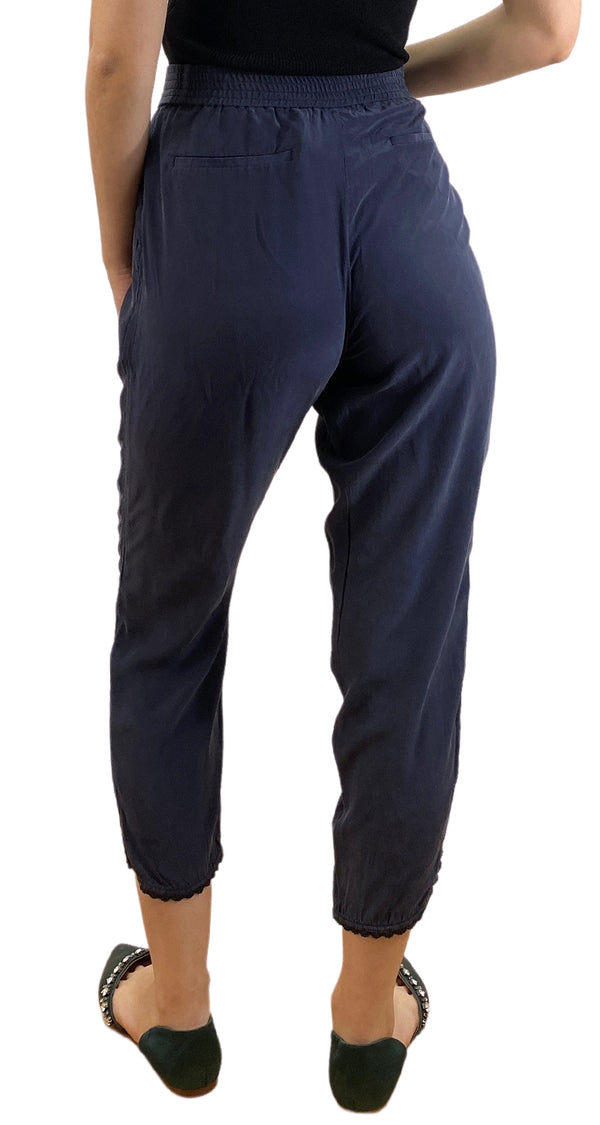 Pantalón Seda Azul Oscuro