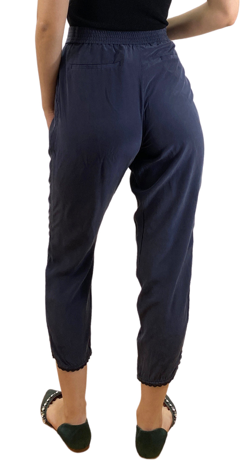 Pantalón Seda Azul Oscuro
