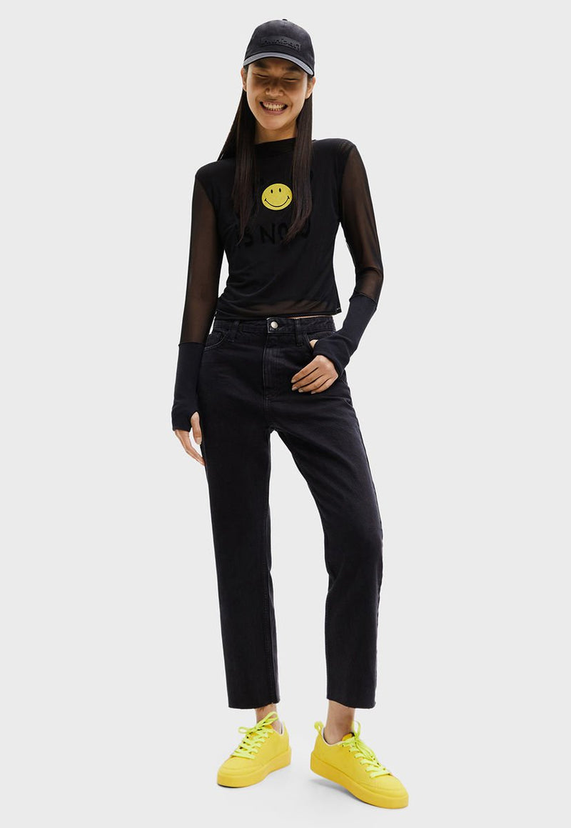 Jeans Desigual Straight Cropped Negro