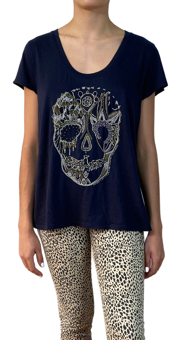 Polera Azul Calavera