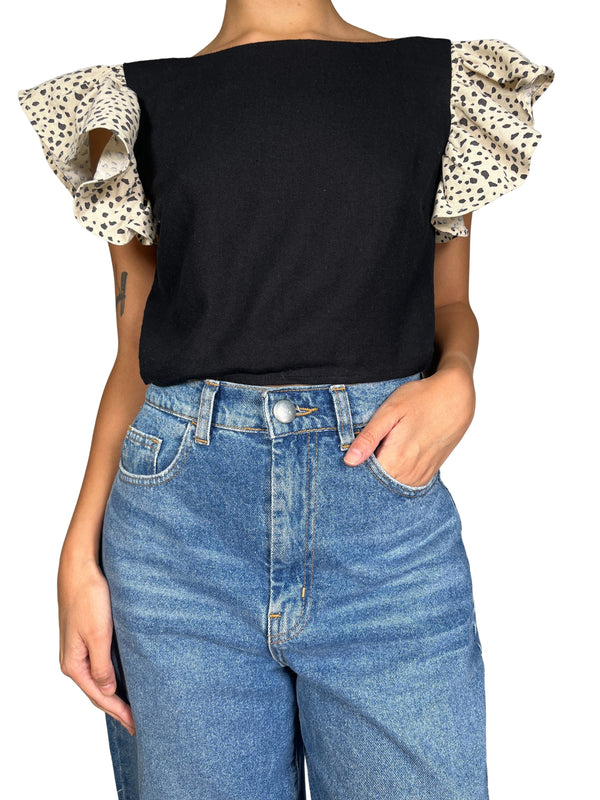 Polera Mangas Leopard