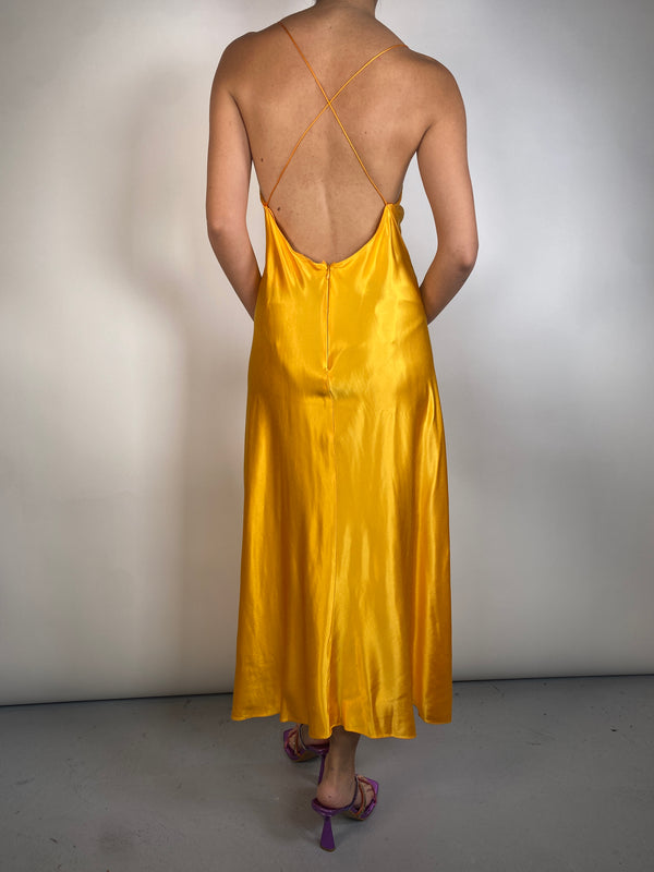 Vestido Amarillo Satinado