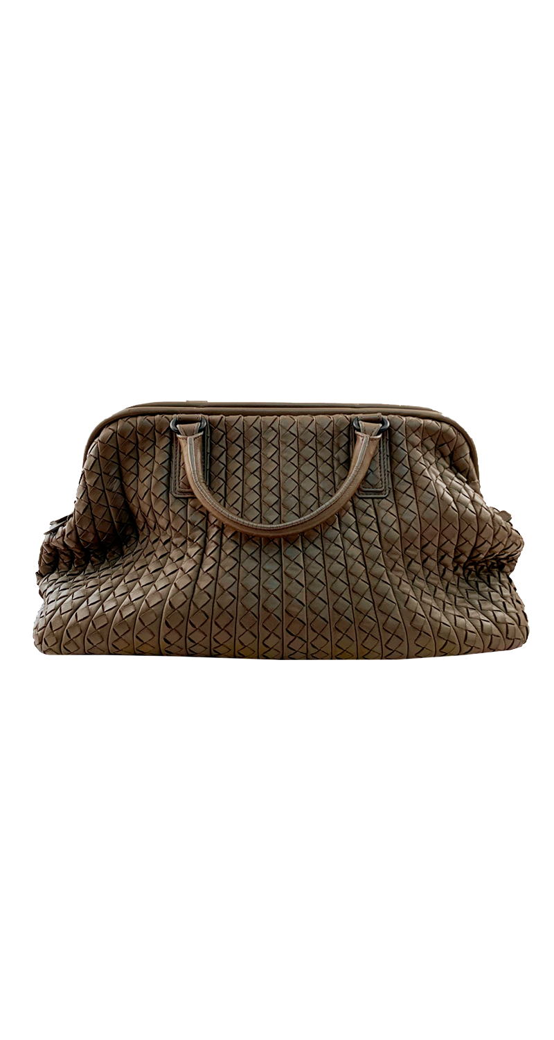 Cartera Intrecciato Leather Gris