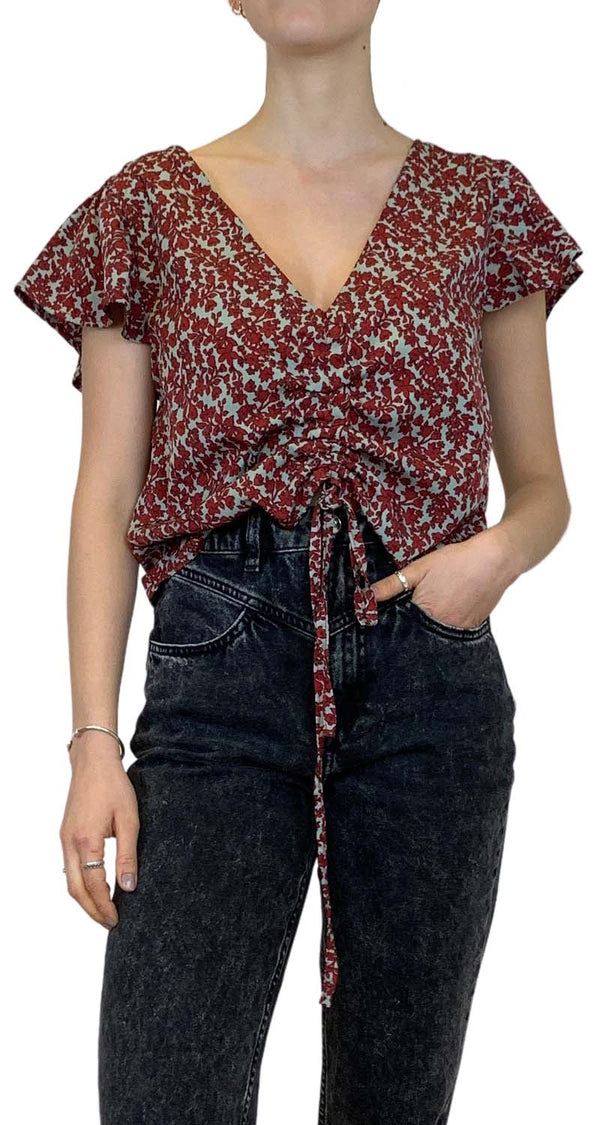 Blusa Crop Flores Rojas