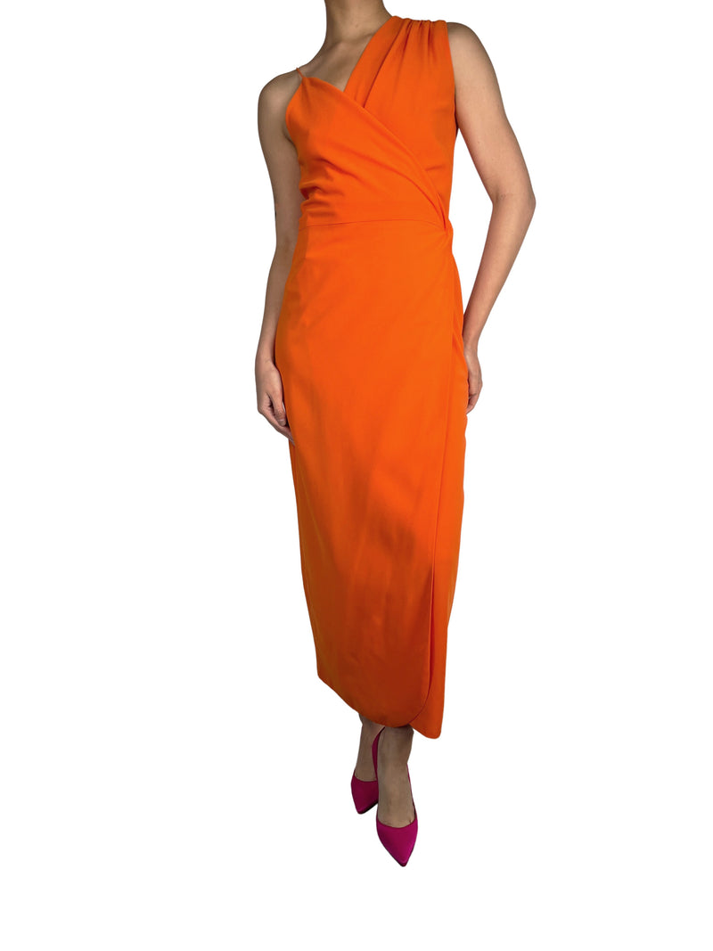 Vestido Maxi Naranjo Asimetrico