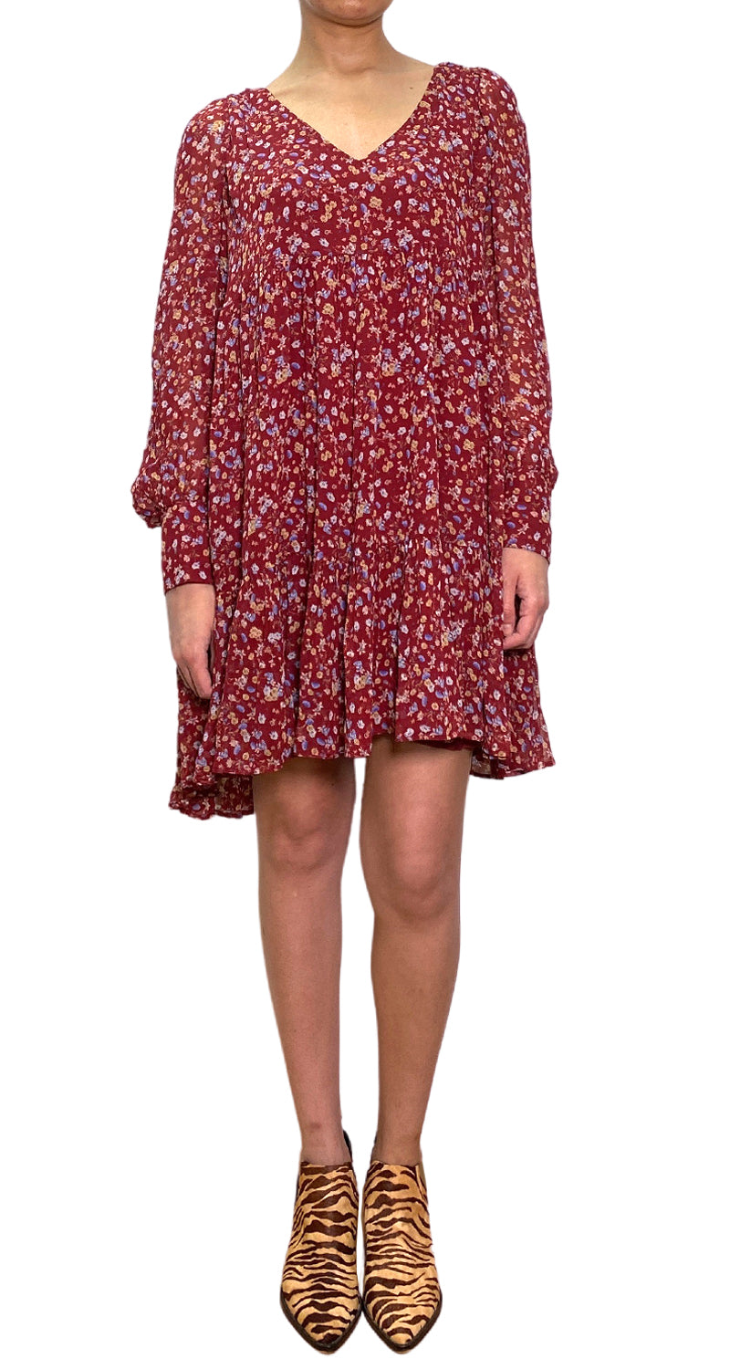 Vestido Fleurs Bordeaux