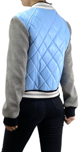 Bomber Cuero Celeste