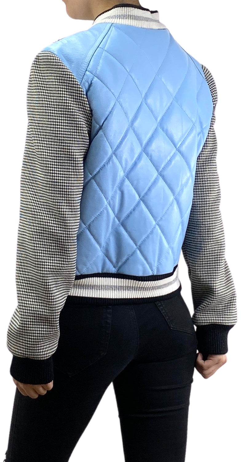 Bomber Cuero Celeste
