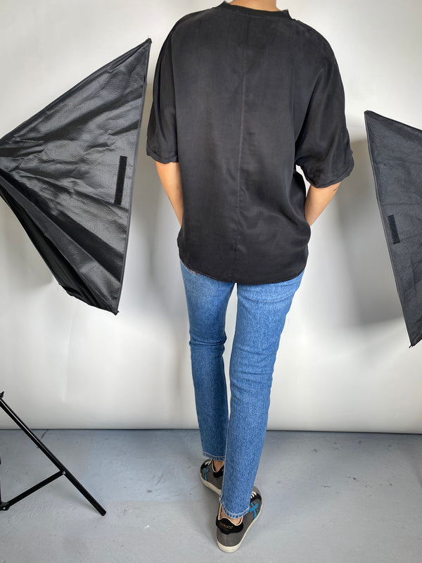 Blusa Cuello V Negra