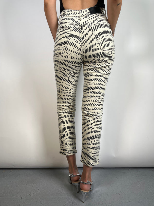 Jeans Straight Crop Amarilis Estampado