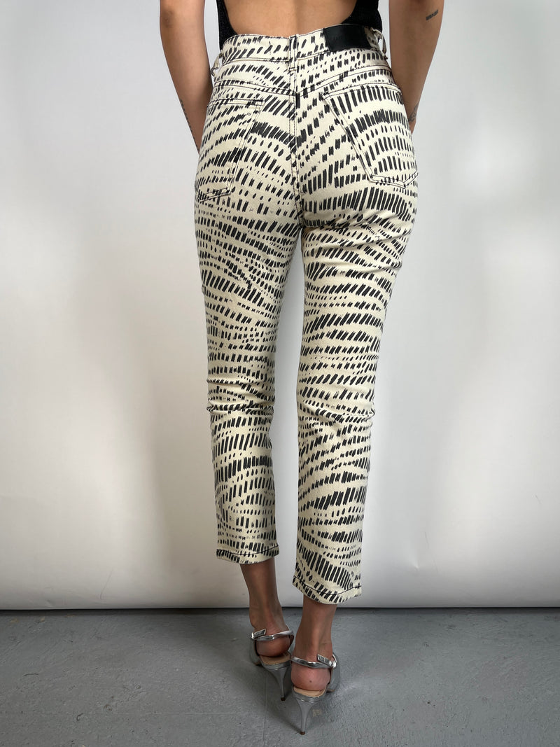 Jeans Straight Crop Amarilis Estampado