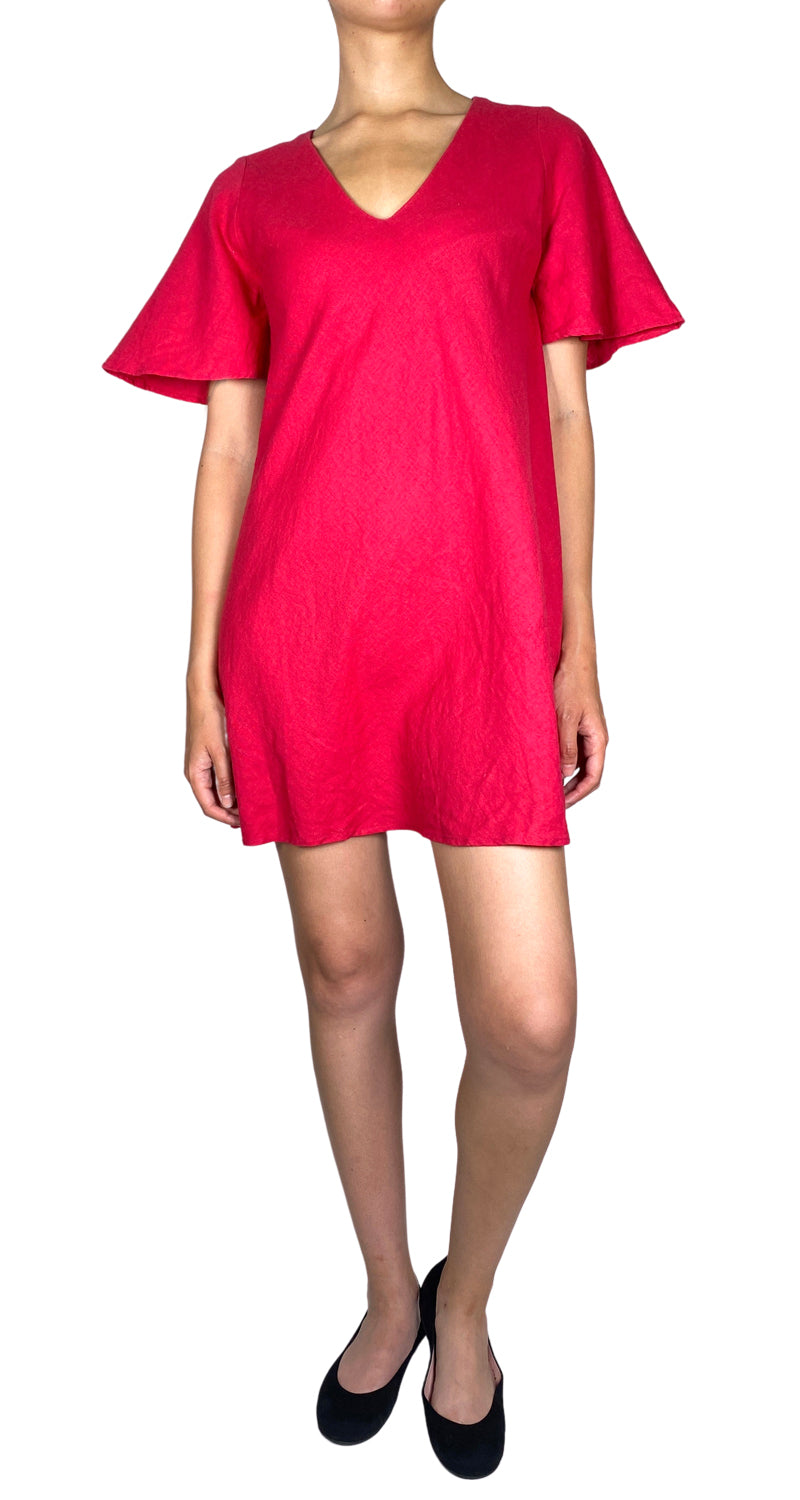 Vestido Manga Corta Rojo