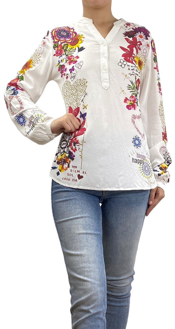 Blusa Blanca Flores