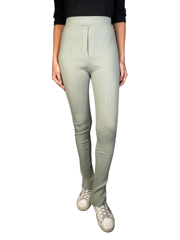 Pantalón Rib Verde Grisacéo