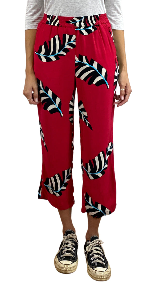 Pantalón Rojo Hojas