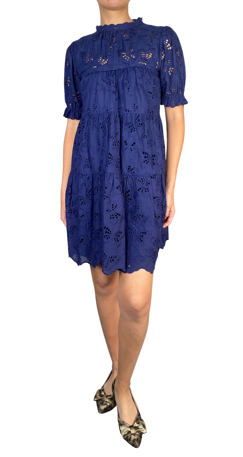 Vestido Azul Broderie Butterfly