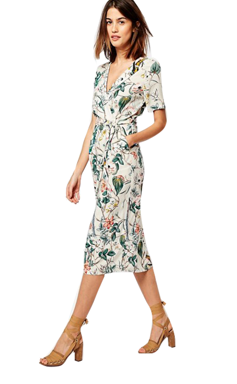 Vestido "Wrap Dress Birds Print" (5203480313991)