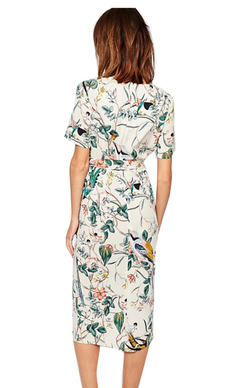 Vestido "Wrap Dress Birds Print" (5203480313991)