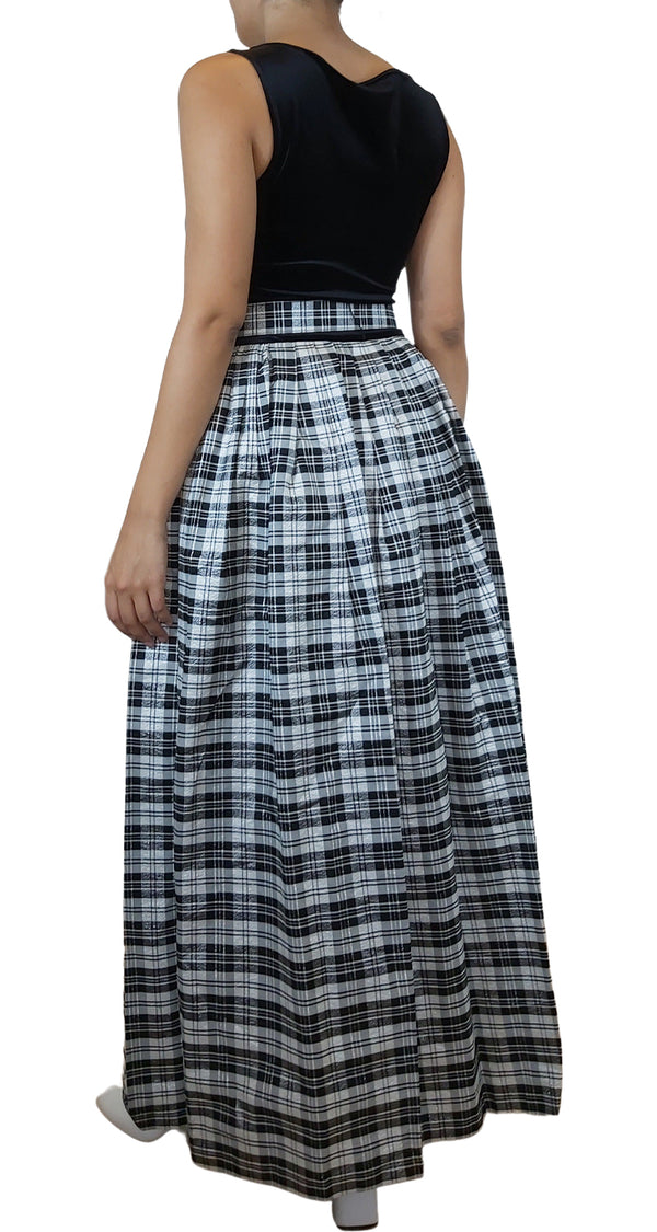 Vestido Maxi Velvet Check Negro