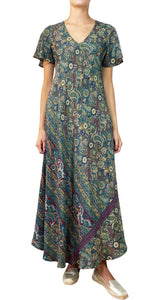 Vestido Seda Verde Paisley