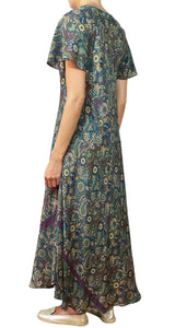 Vestido Seda Verde Paisley