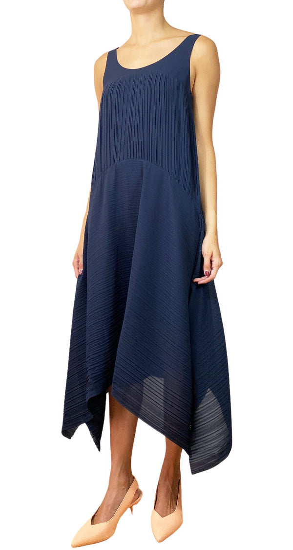 Vestido Azul Corrugado