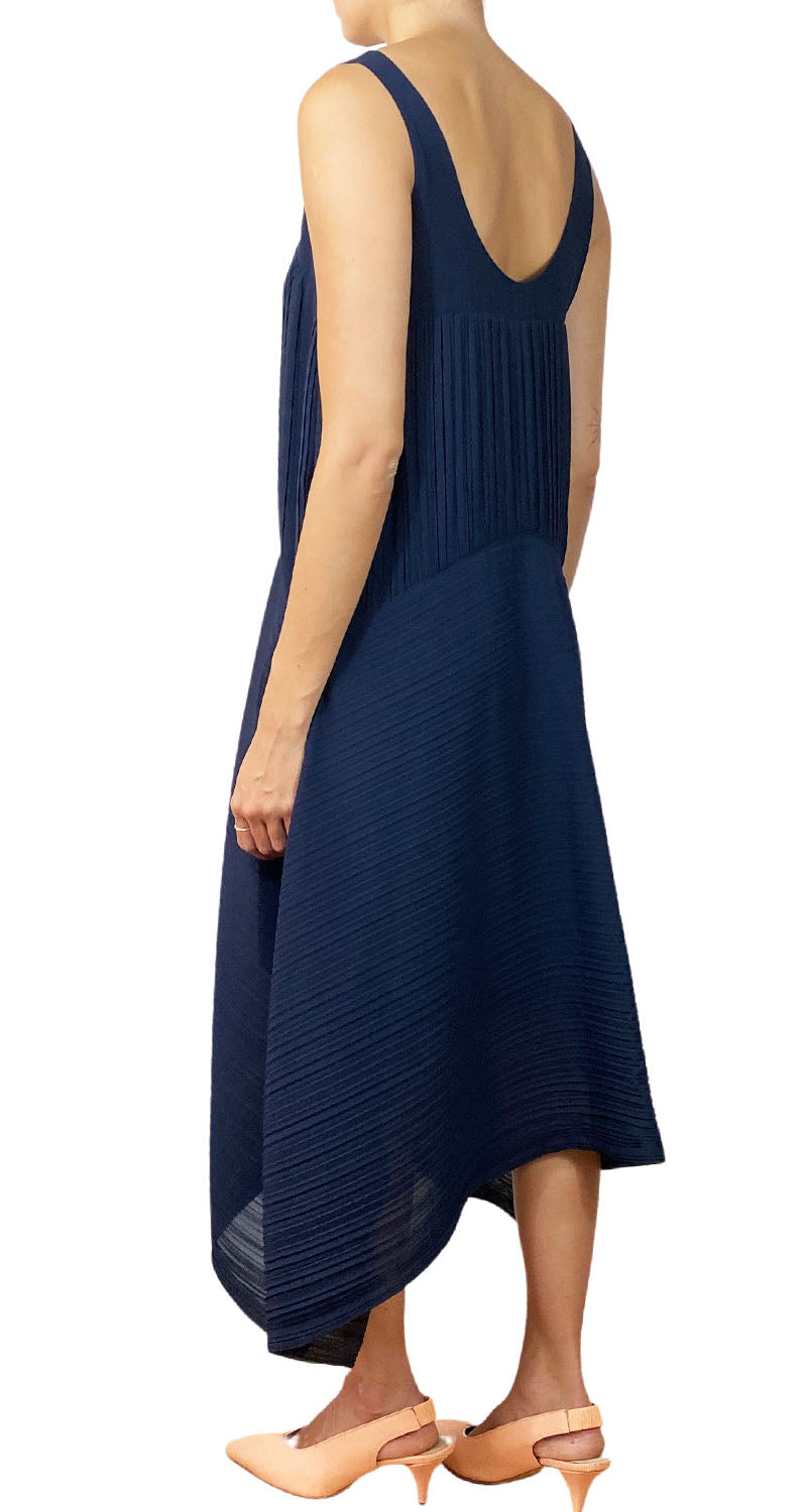 Vestido Azul Corrugado