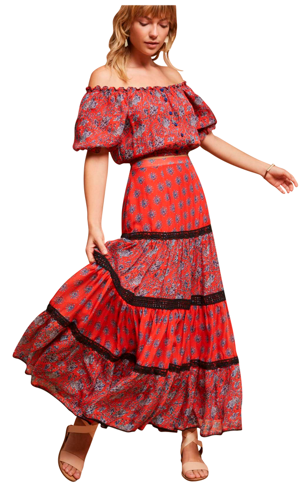 Falda "Silk Tiered Ruffle" (5238769549447)
