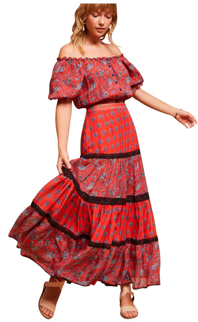 Falda "Silk Tiered Ruffle" (5238769549447)