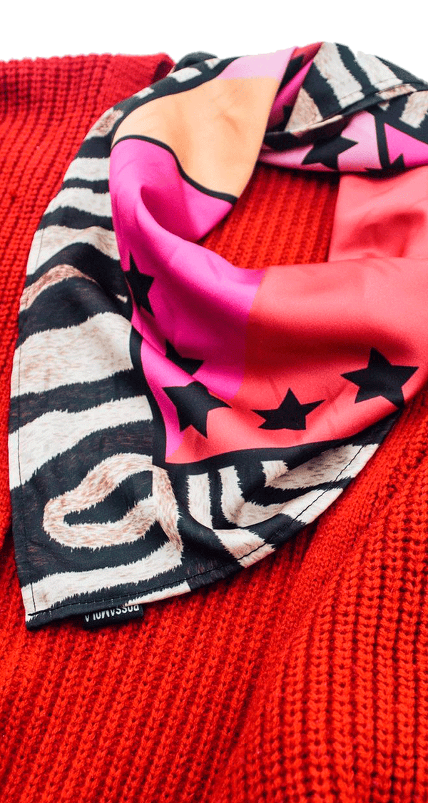 Pañuelo Animal Fucsia Naranjo