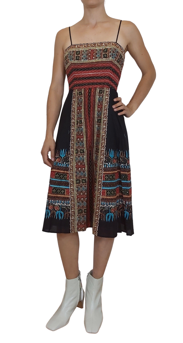 Vestido Strapless Étnico Multicolor