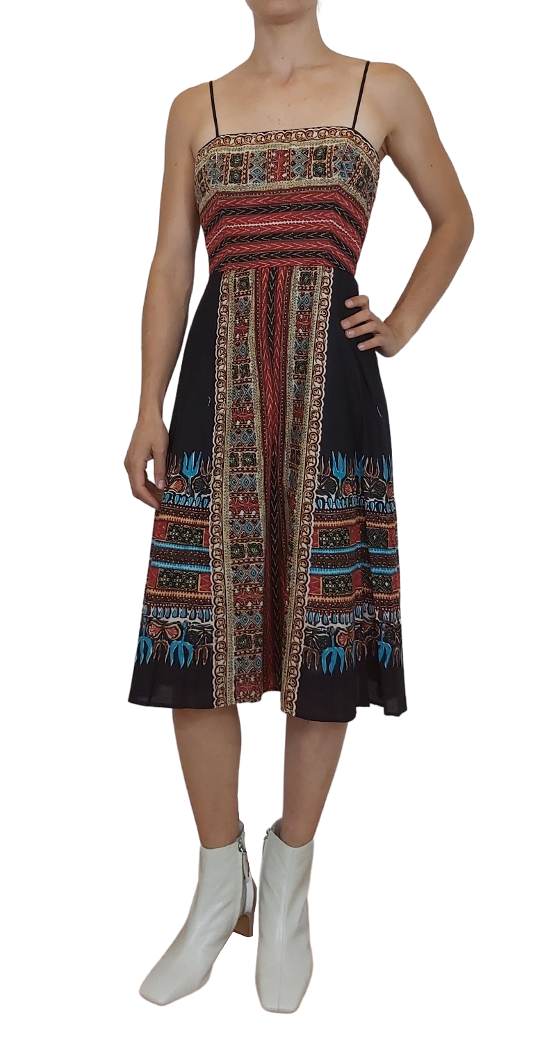 Vestido Strapless Étnico Multicolor
