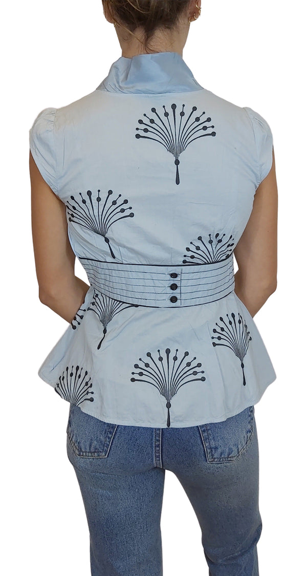 Blusa Bordados Azul