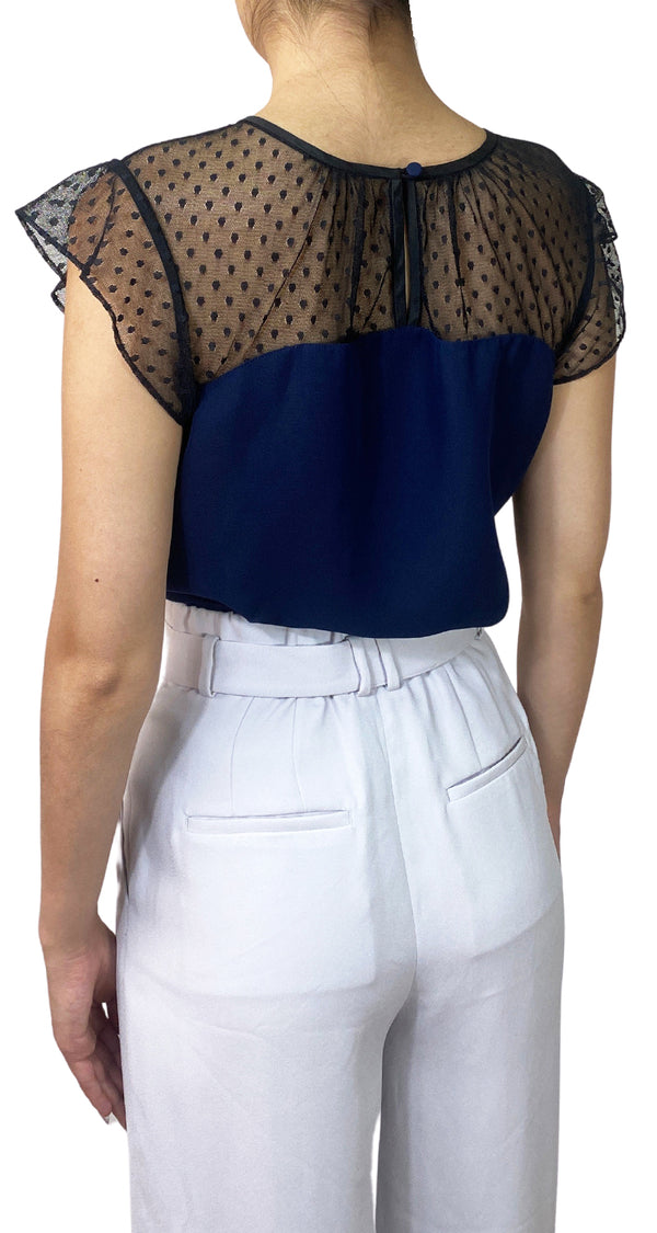 Blusa Azul Tul Negro