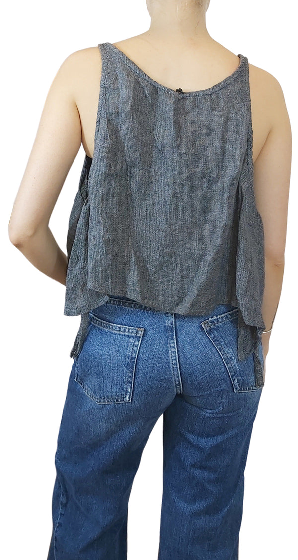 Polera Pechera Lino Gris